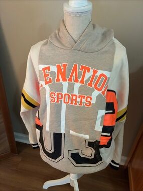 P.E Nation Beige Hoodie with Orange, Black & Yellow Accents